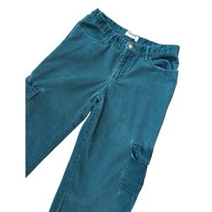 RSQ Cargo Pants Womens 28 Teal Blue Corduroy Wide Leg Utility Trousers